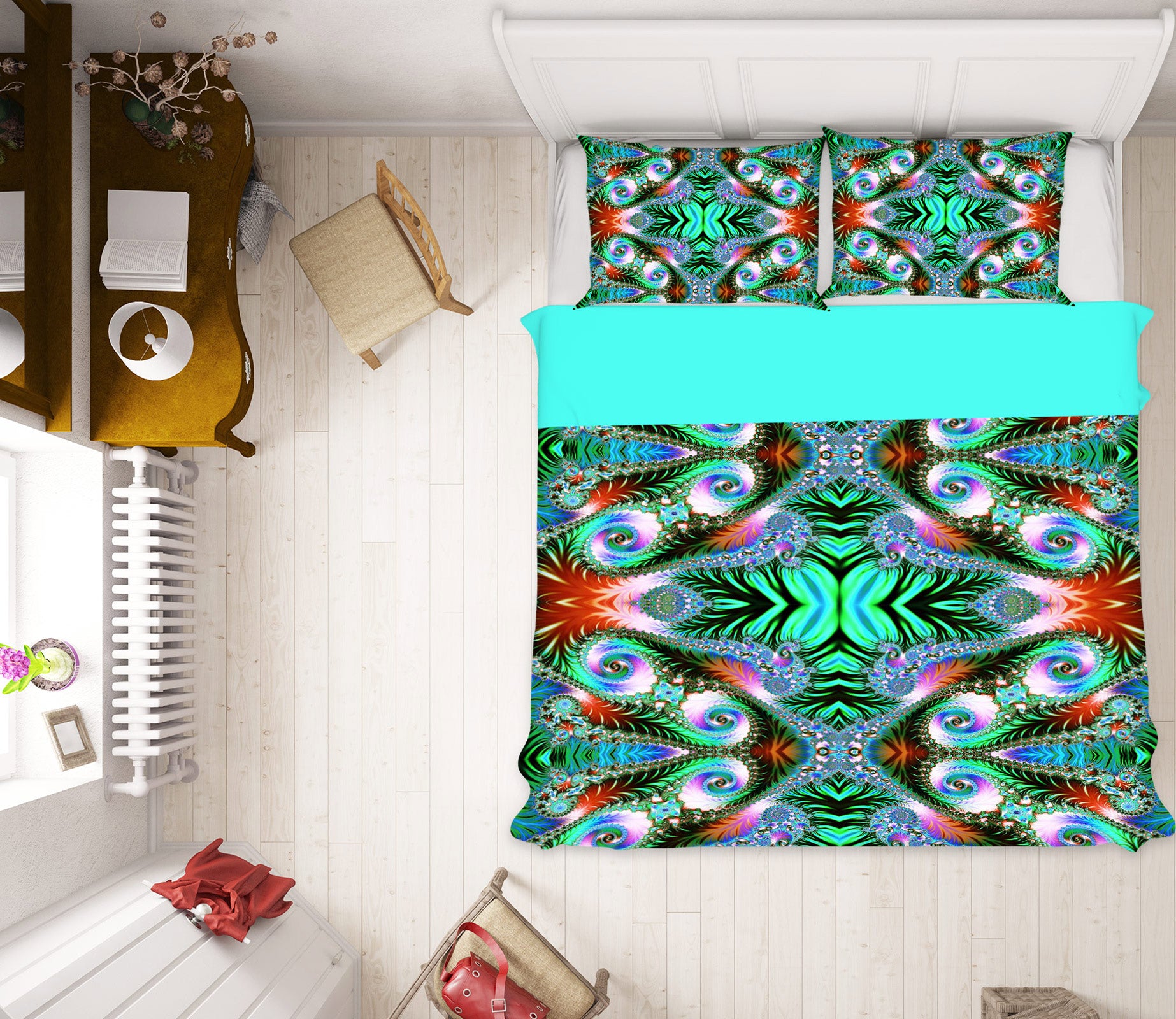 3D Green Pattern 13189 Bed Pillowcases Quilt