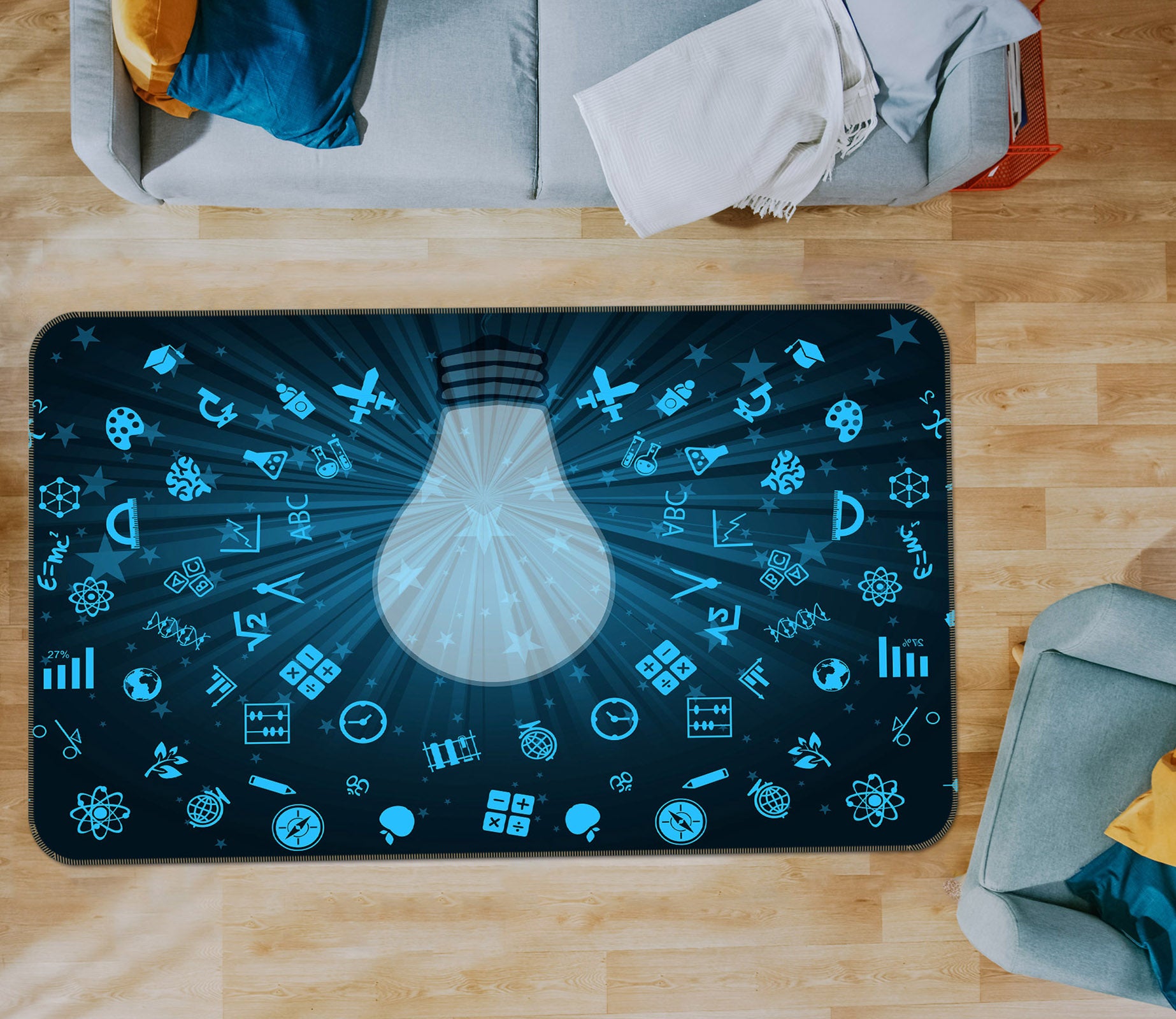 3D Light Bulb 36173 Non Slip Rug Mat