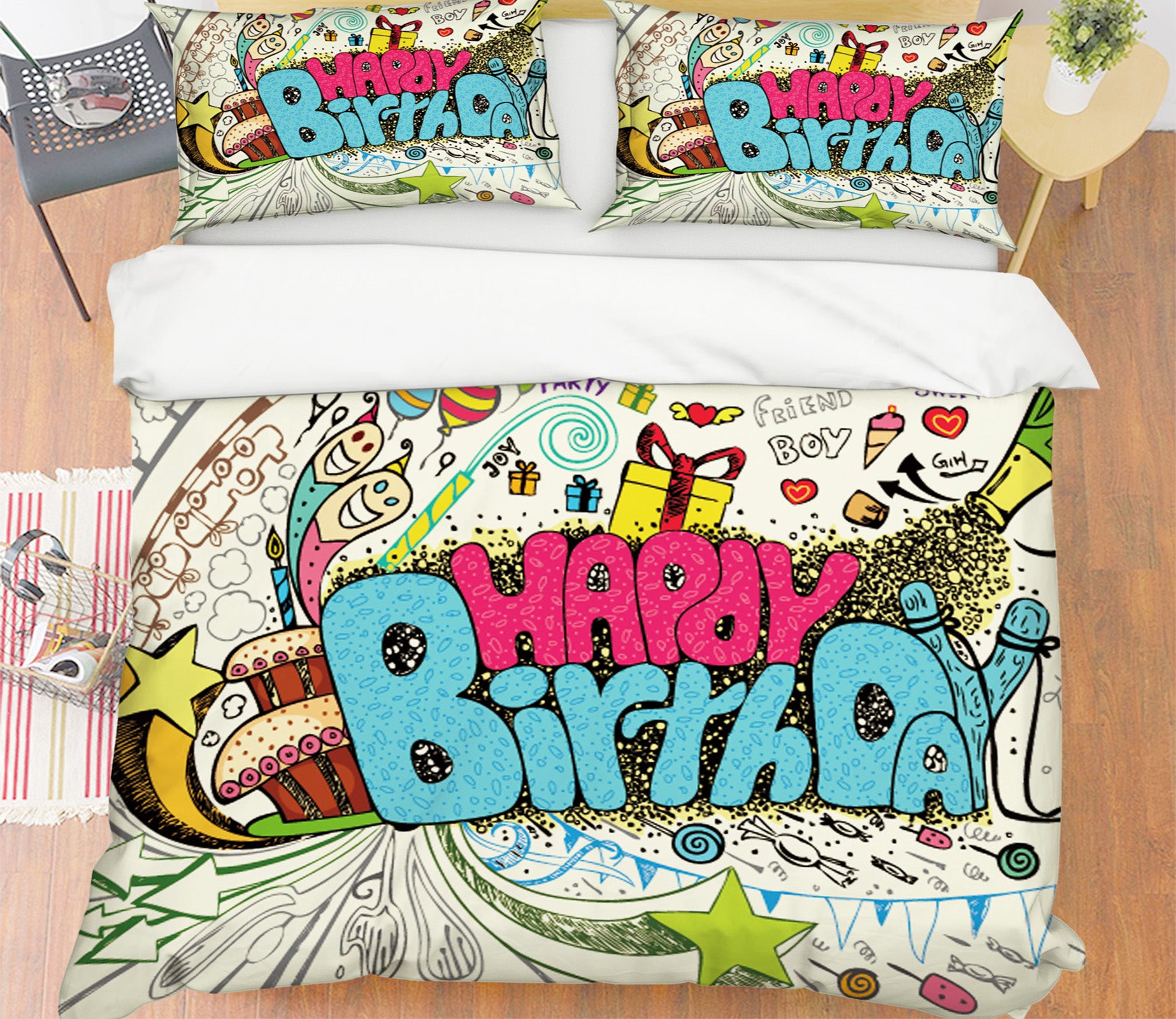 3D English Alphabet 15075 Bed Pillowcases Quilt