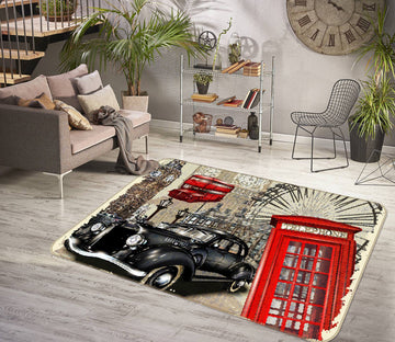 3D Car Red Phone Booth 67193 Vehicle Non Slip Rug Mat