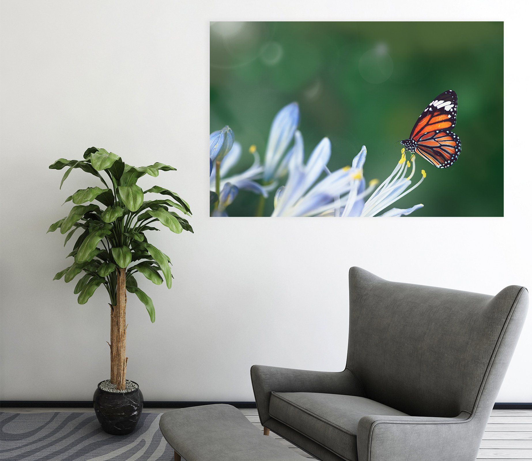 3D Flower Butterfly 60 Animal Wall Stickers Wallpaper AJ Wallpaper 2 