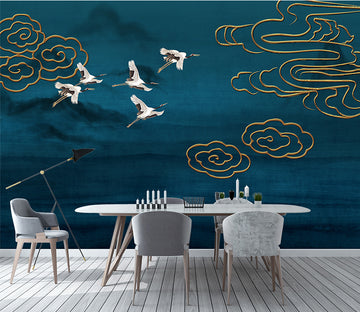3D Golden Clouds WC053 Wall Murals