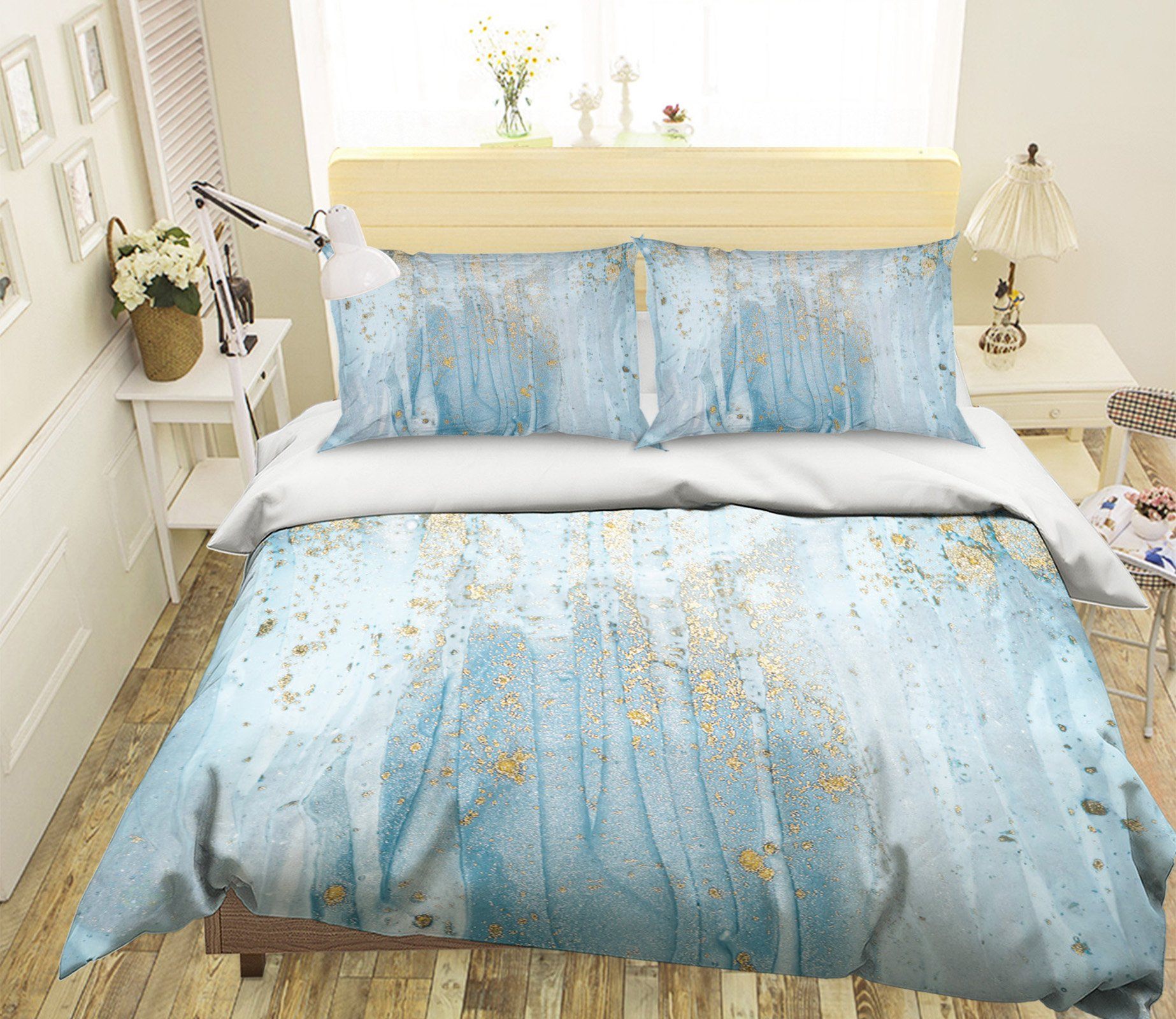 3D Blue Silver Sand 056 Bed Pillowcases Quilt Wallpaper AJ Wallpaper 