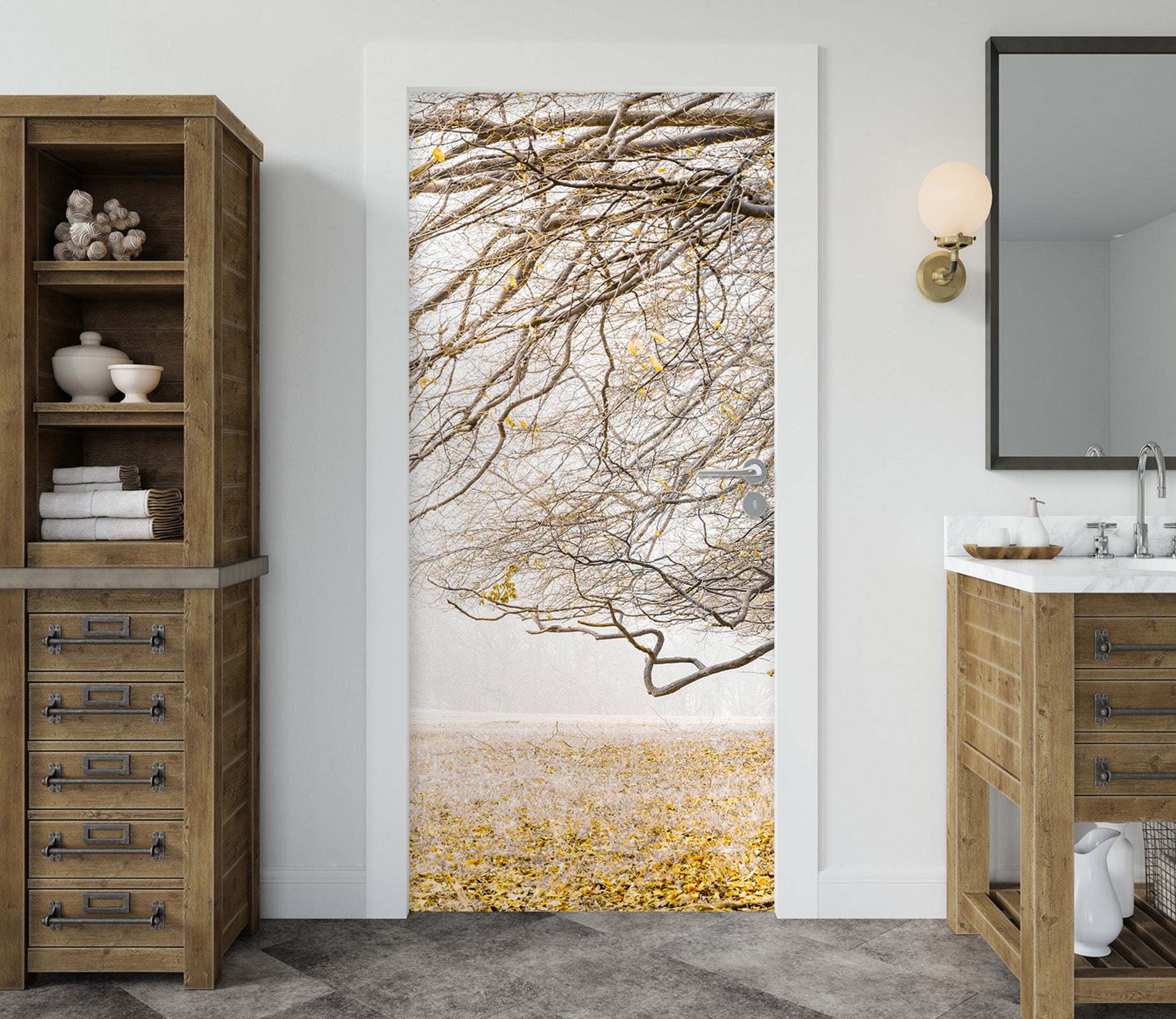 3D Fallen Leaves 5123 Assaf Frank Door Mural