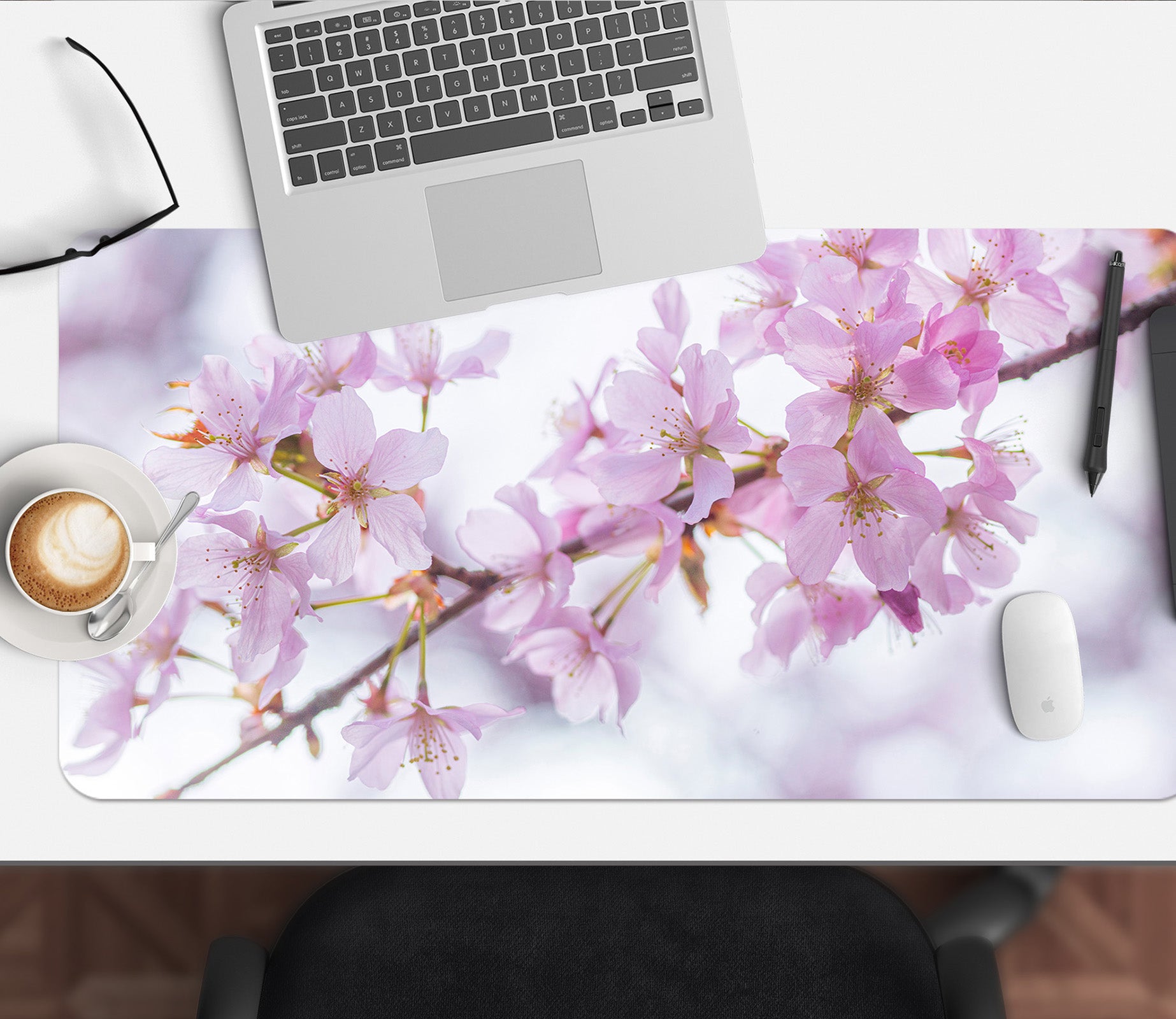 3D Pink Peach Blossom 7762 Assaf Frank Desk Mat