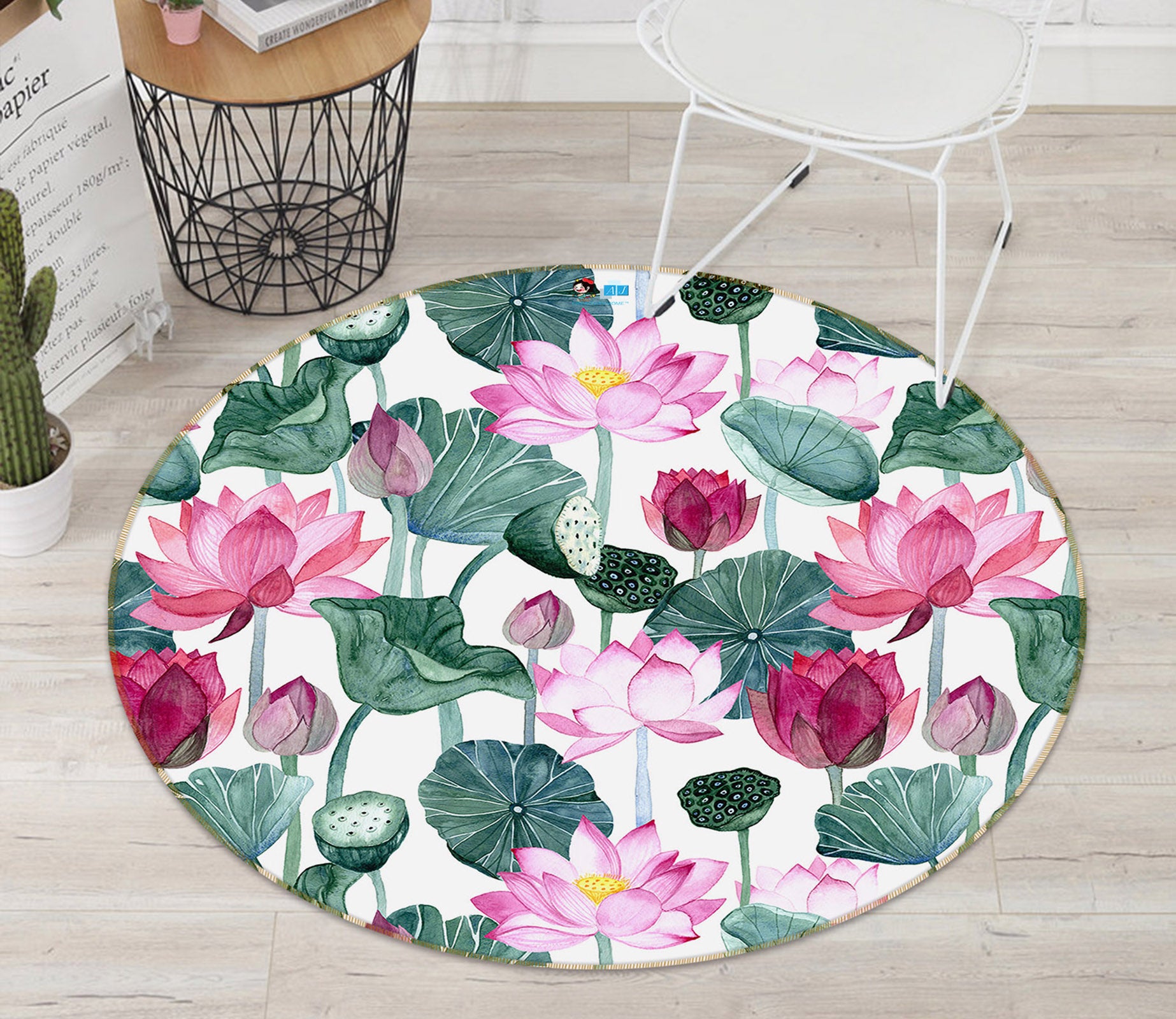 3D Lotus 71137 Round Non Slip Rug Mat