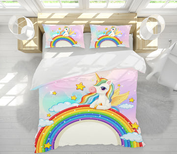3D Unicorn Star Rainbow 61039 Bed Pillowcases Quilt