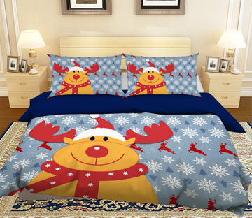 3D Deer Snowflake 45041 Christmas Quilt Duvet Cover Xmas Bed Pillowcases