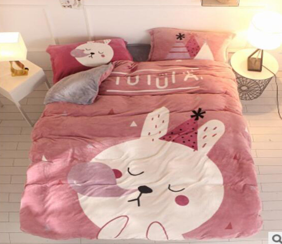 3D Cartoon Rabbit 18033 Bed Pillowcases Quilt