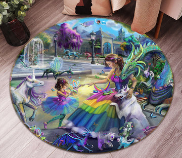 3D Dinosaur World 83161 Rose Catherine Khan Rug Round Non Slip Rug Mat