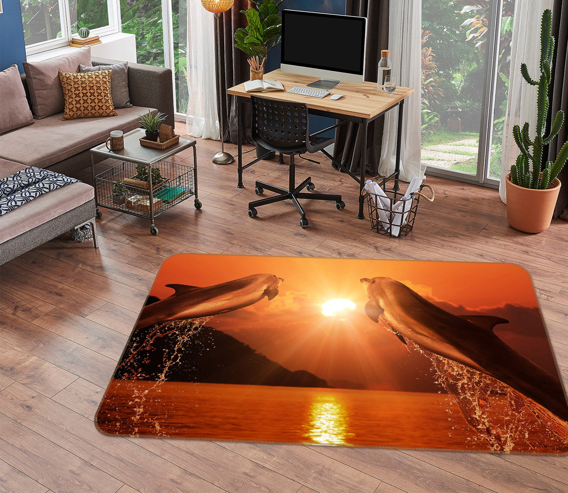 3D Jump Dolphins 38113 Animal Non Slip Rug Mat