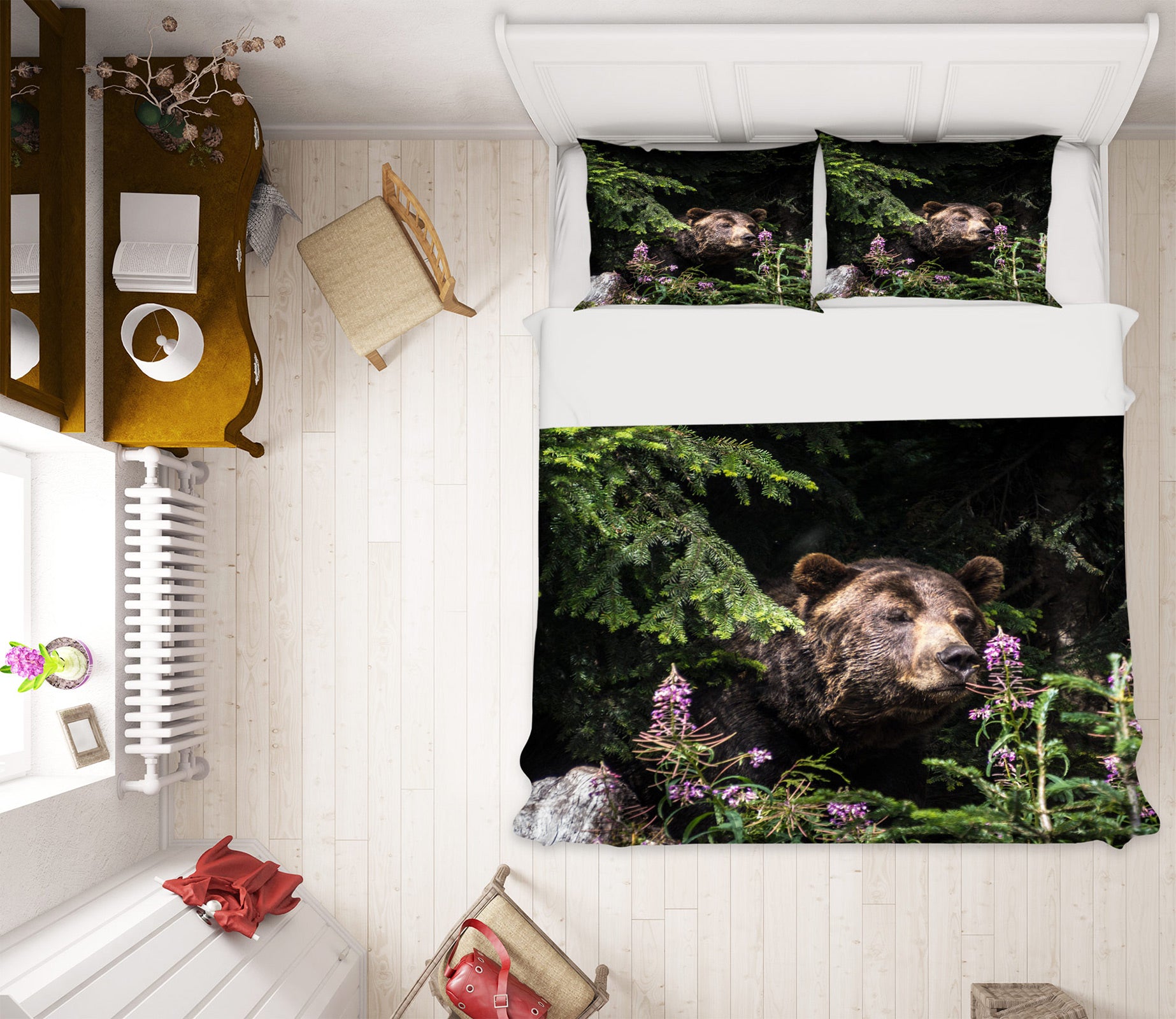 3D Brown Bear 60050 Bed Pillowcases Quilt