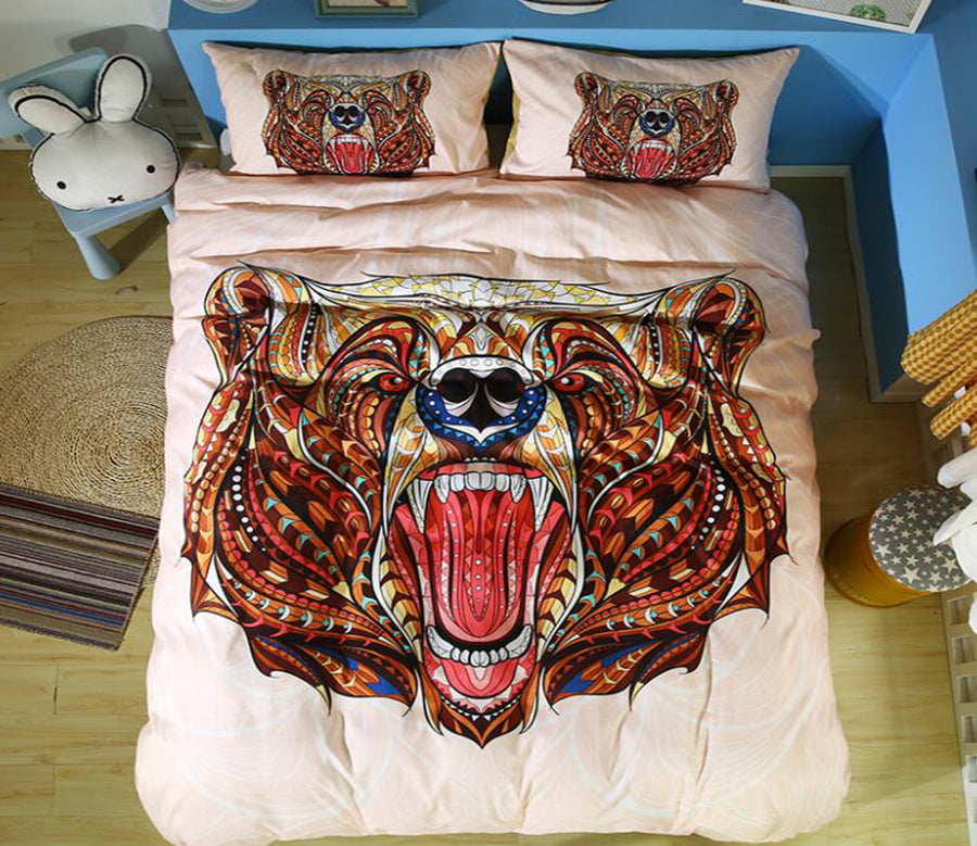3D Bear 1045 Bed Pillowcases Quilt