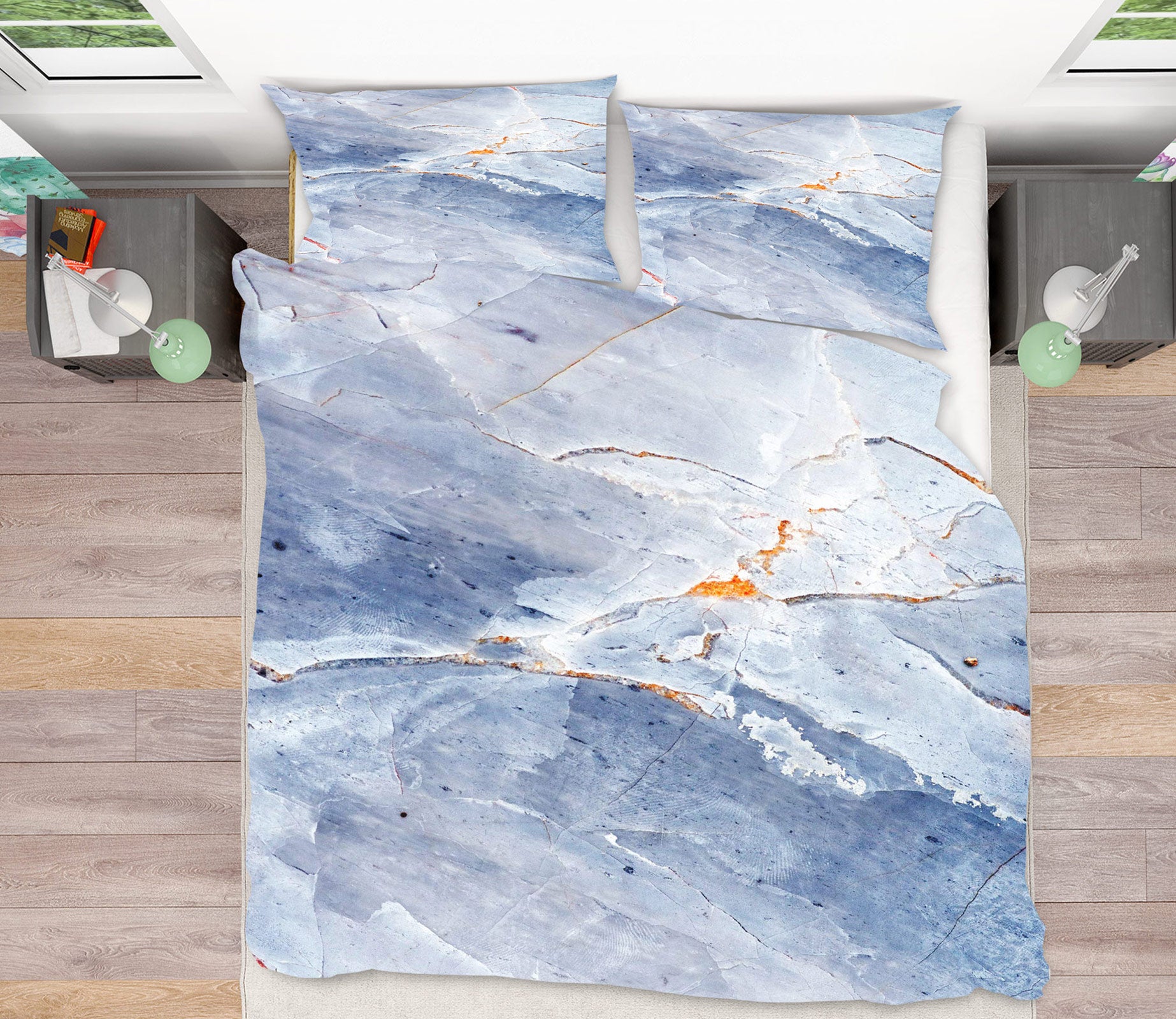 3D Gray Blue Marble Pattern 16122 Bed Pillowcases Quilt