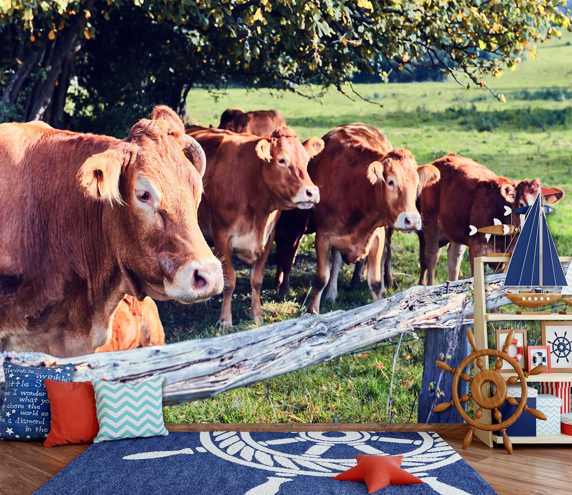 3D Cow Tree 295 Wall Murals Wallpaper AJ Wallpaper 2 