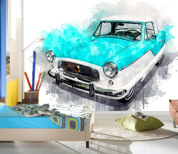 3D Watercolor Classic Car 207 Vehicle Wall Murals