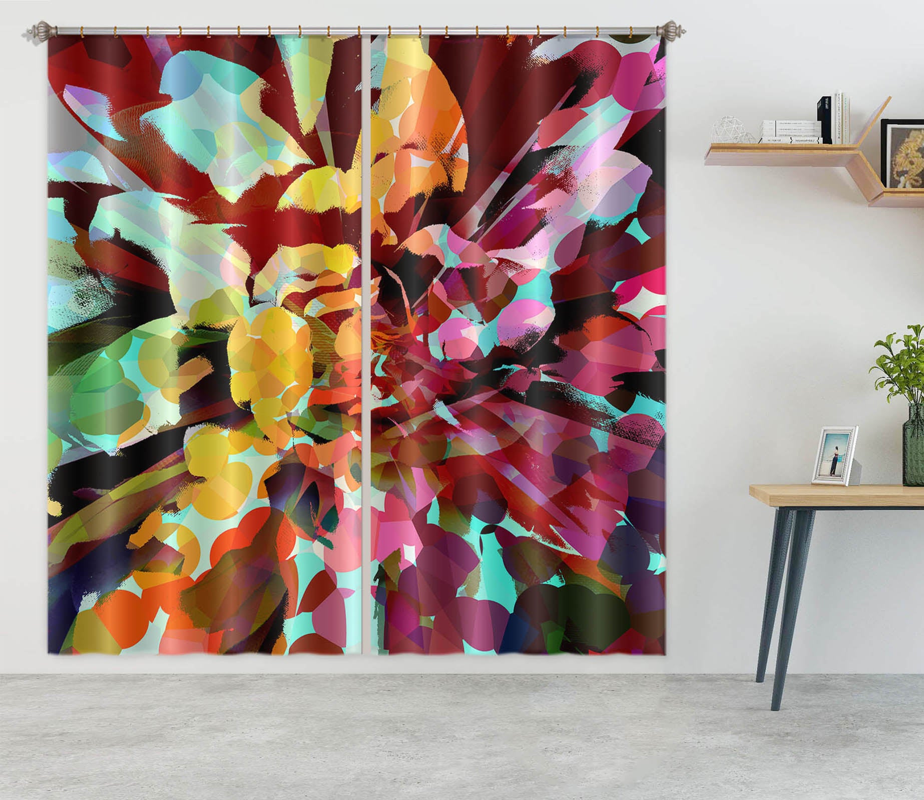 3D Color Flower Pattern 19179 Shandra Smith Curtain Curtains Drapes