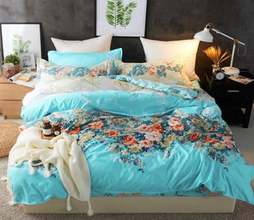 3D Blue Background Flower Bush 2155 Bed Pillowcases Quilt