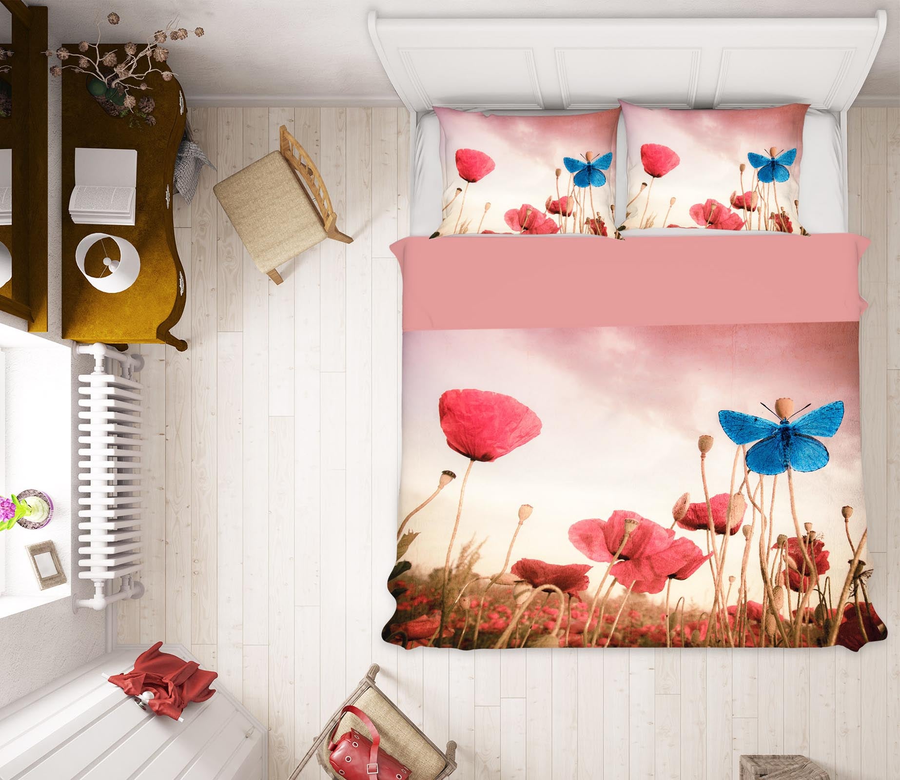 3D Blue Butterfly Flower 132 Marco Carmassi Bedding Bed Pillowcases Quilt