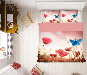 3D Blue Butterfly Flower 132 Marco Carmassi Bedding Bed Pillowcases Quilt