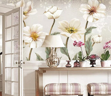 3D White Flowers 2874 Wall Murals Wallpaper AJ Wallpaper 2 
