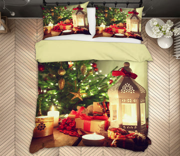 3D Candle Gift Tree 50015 Christmas Quilt Duvet Cover Xmas Bed Pillowcases