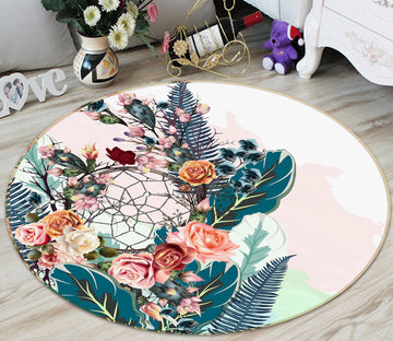 3D Flowers 29025 Round Non Slip Rug Mat