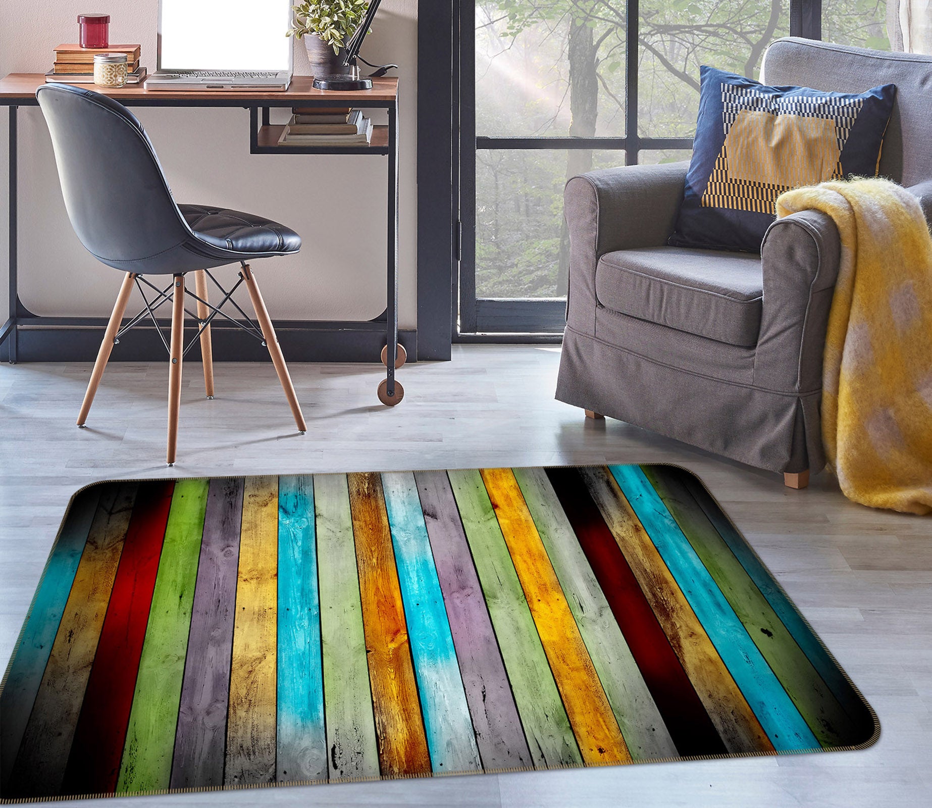 3D Colored Wood 31161 Non Slip Rug Mat