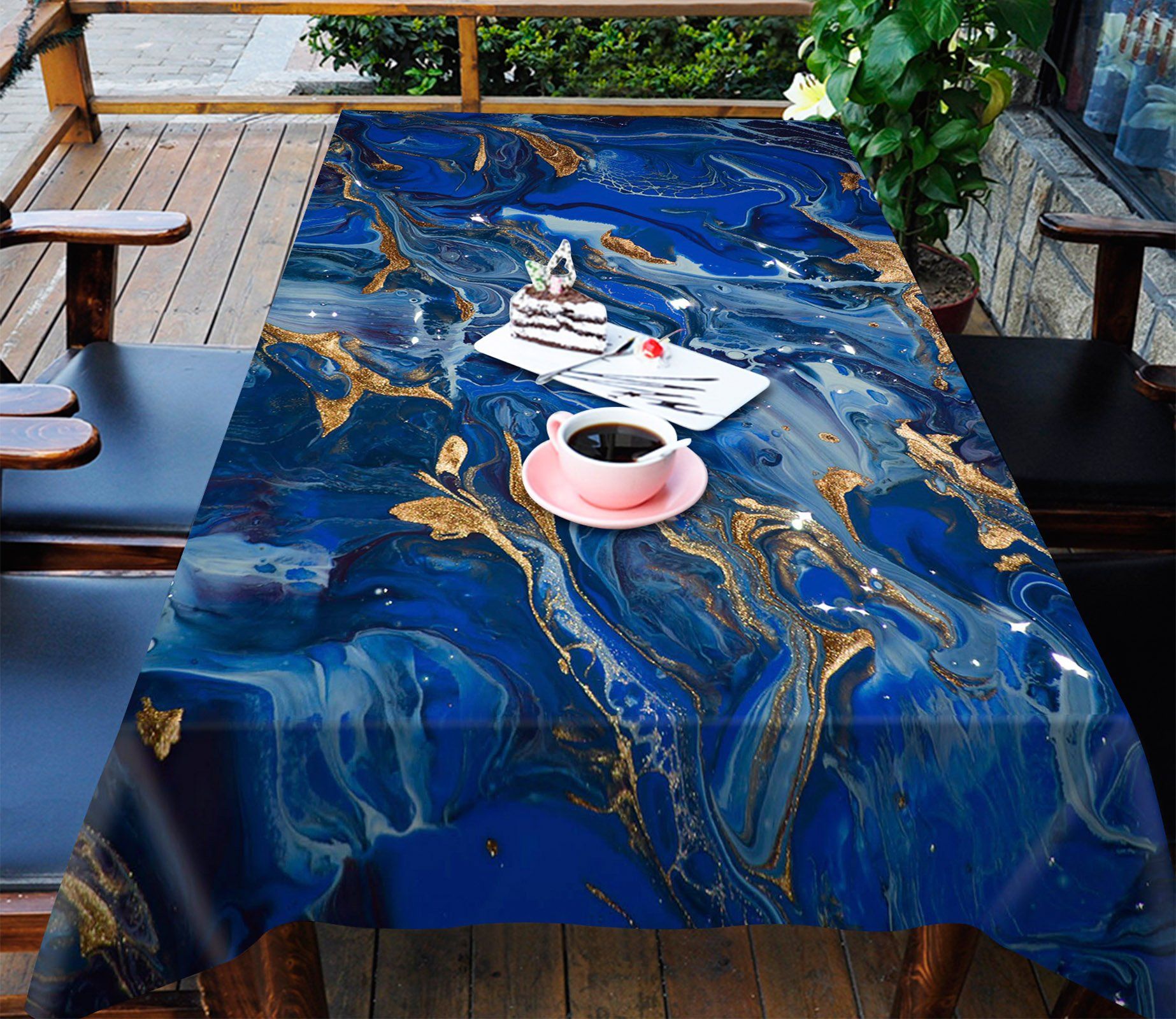 3D Dark Blue Abstract Flow 56 Tablecloths Wallpaper AJ Wallpaper 