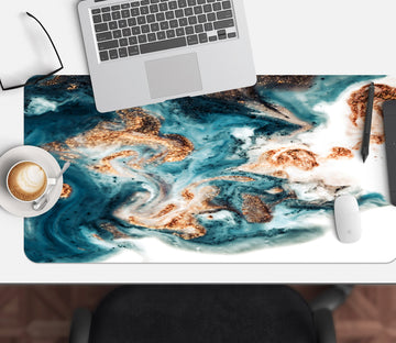 3D Dark Green Golden Texture 18016 Desk Mat