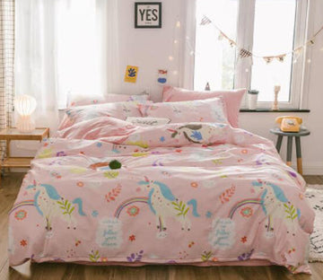 3D Pink Unicorn 30148 Bed Pillowcases Quilt