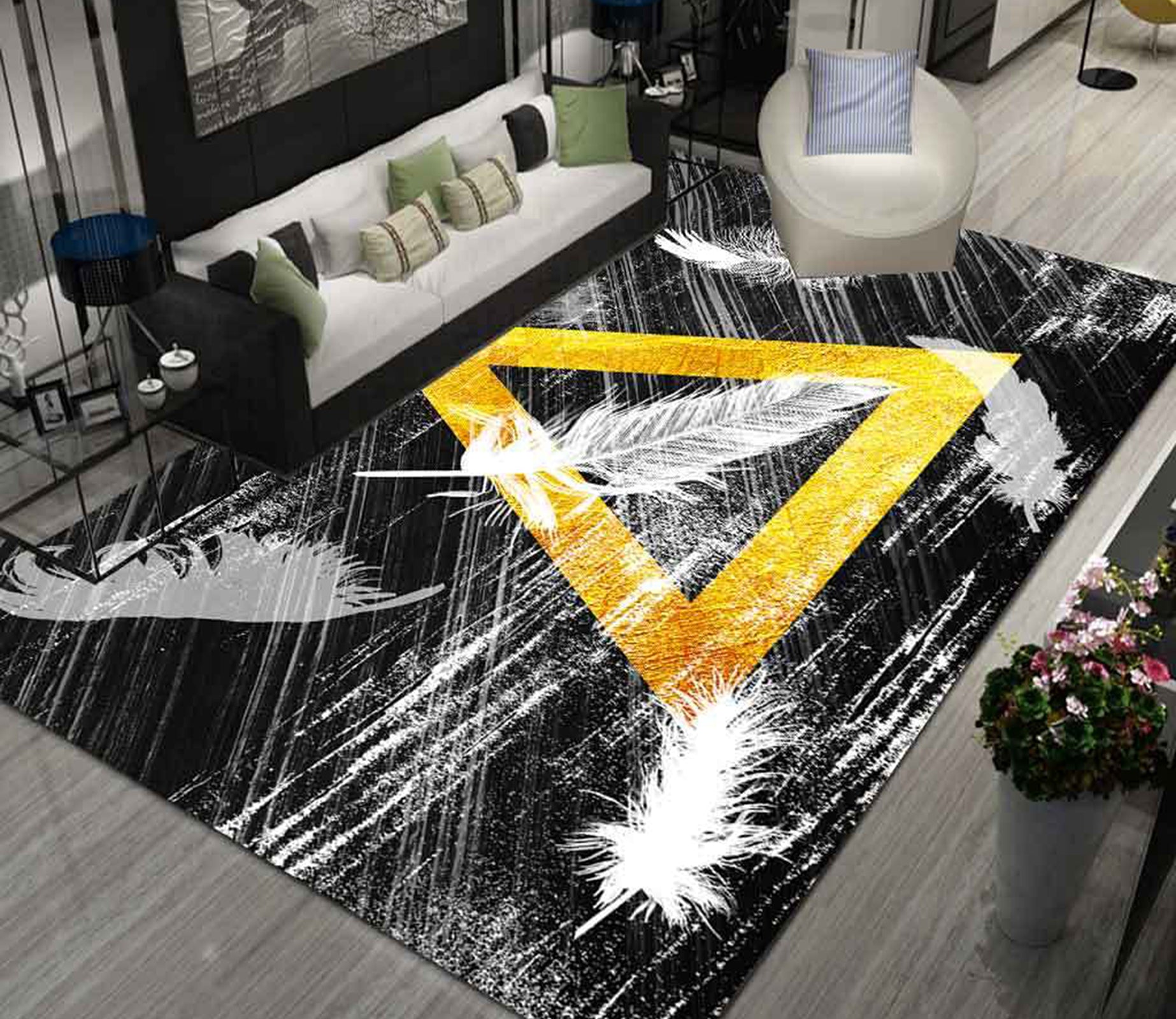 3D Feather Triangle WG572 Non Slip Rug Mat Mat AJ Creativity Home 