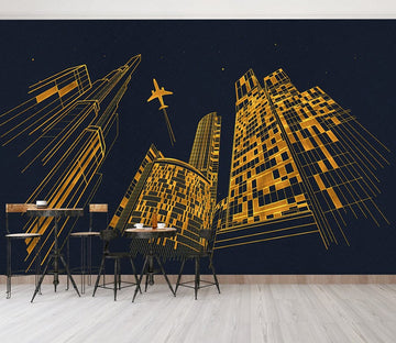 3D Golden Tall Building WC069 Wall Murals Wallpaper AJ Wallpaper 2 