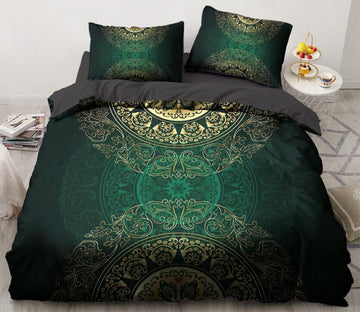 3D Dark Green Pattern 11141 Bed Pillowcases Quilt