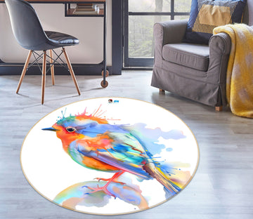 3D Watercolor Sparrow 74230 Round Non Slip Rug Mat