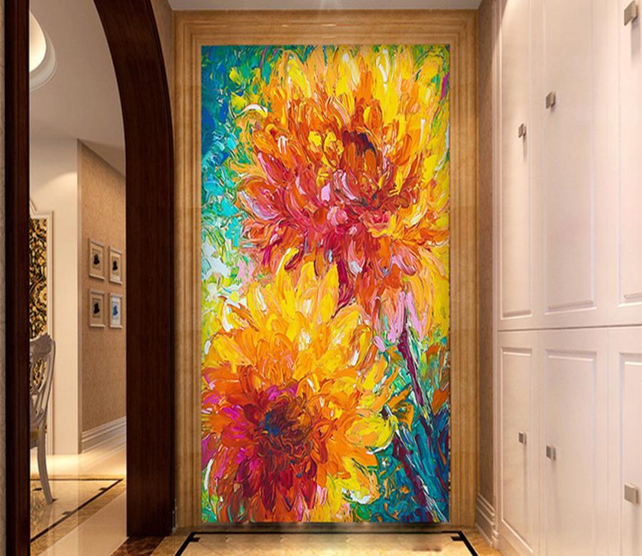 3D Orange Flowers 634 Wall Murals Wallpaper AJ Wallpaper 2 