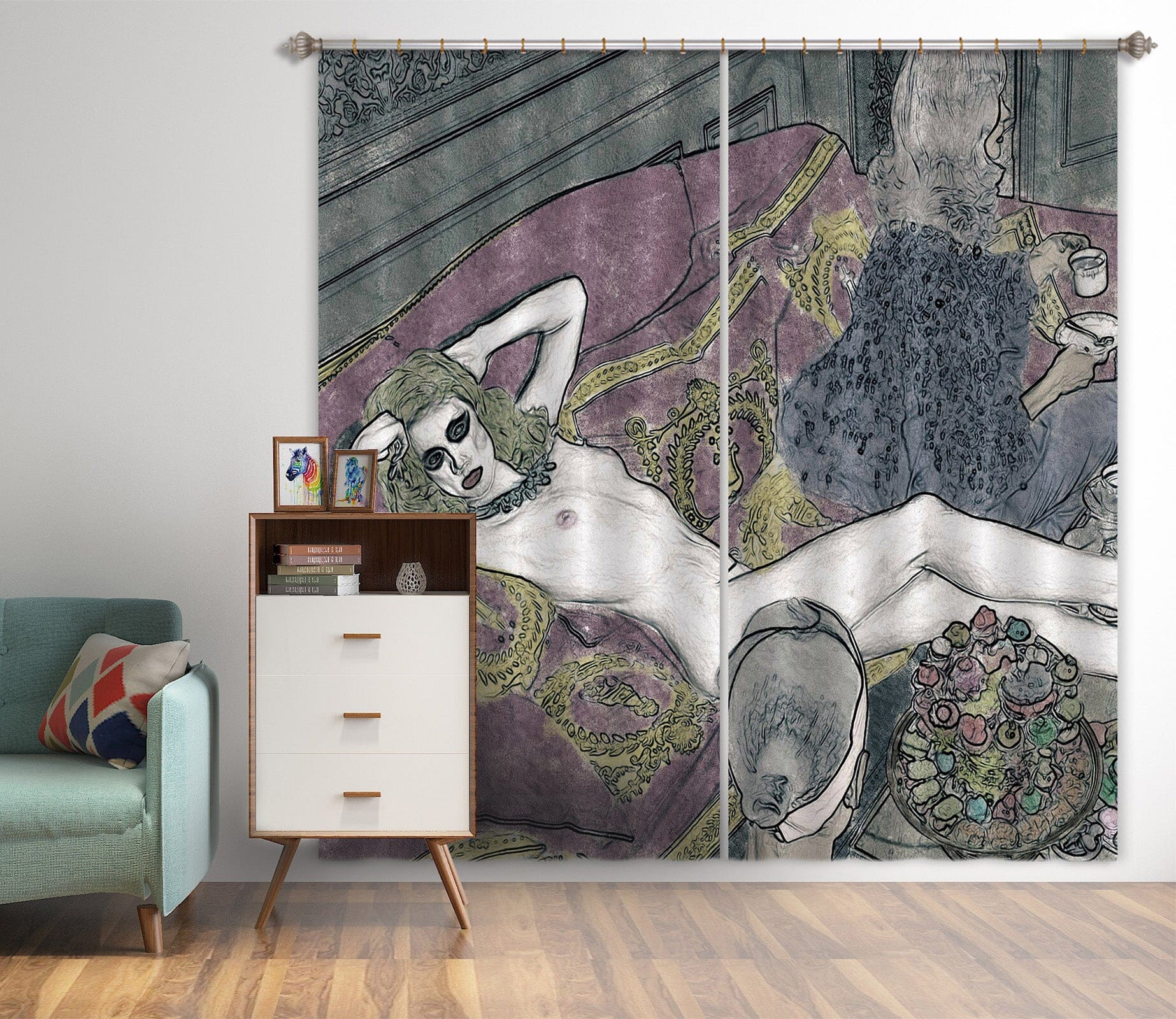 3D Garden Girl 047 Marco Cavazzana Curtain Curtains Drapes Curtains AJ Creativity Home 