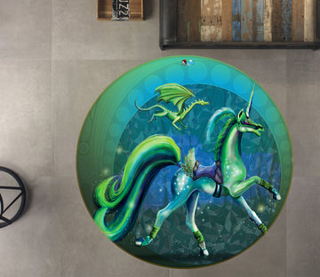 3D Green Unicorn 83171 Rose Catherine Khan Rug Round Non Slip Rug Mat