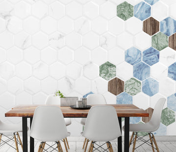 3D White Hexagon Graphic 77 Wall Murals Wallpaper AJ Wallpaper 2 