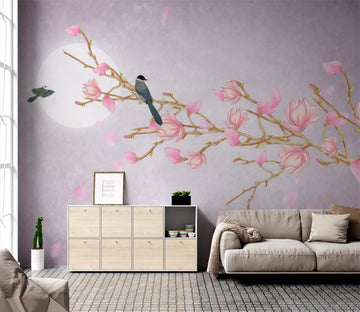 3D Moon Pink Flower WC2476 Wall Murals