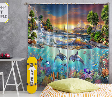 3D Dolphin Play 043 Adrian Chesterman Curtain Curtains Drapes Curtains AJ Creativity Home 