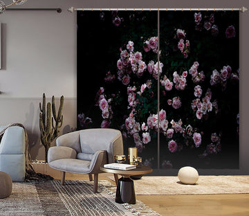 3D Night Rose 046 Noirblanc777 Curtain Curtains Drapes Curtains AJ Creativity Home 