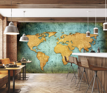 3D Gold Color Painting 2019 World Map Wall Murals Wallpaper AJ Wallpaper 2 