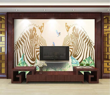 3D Two Zebras 2662 Wall Murals