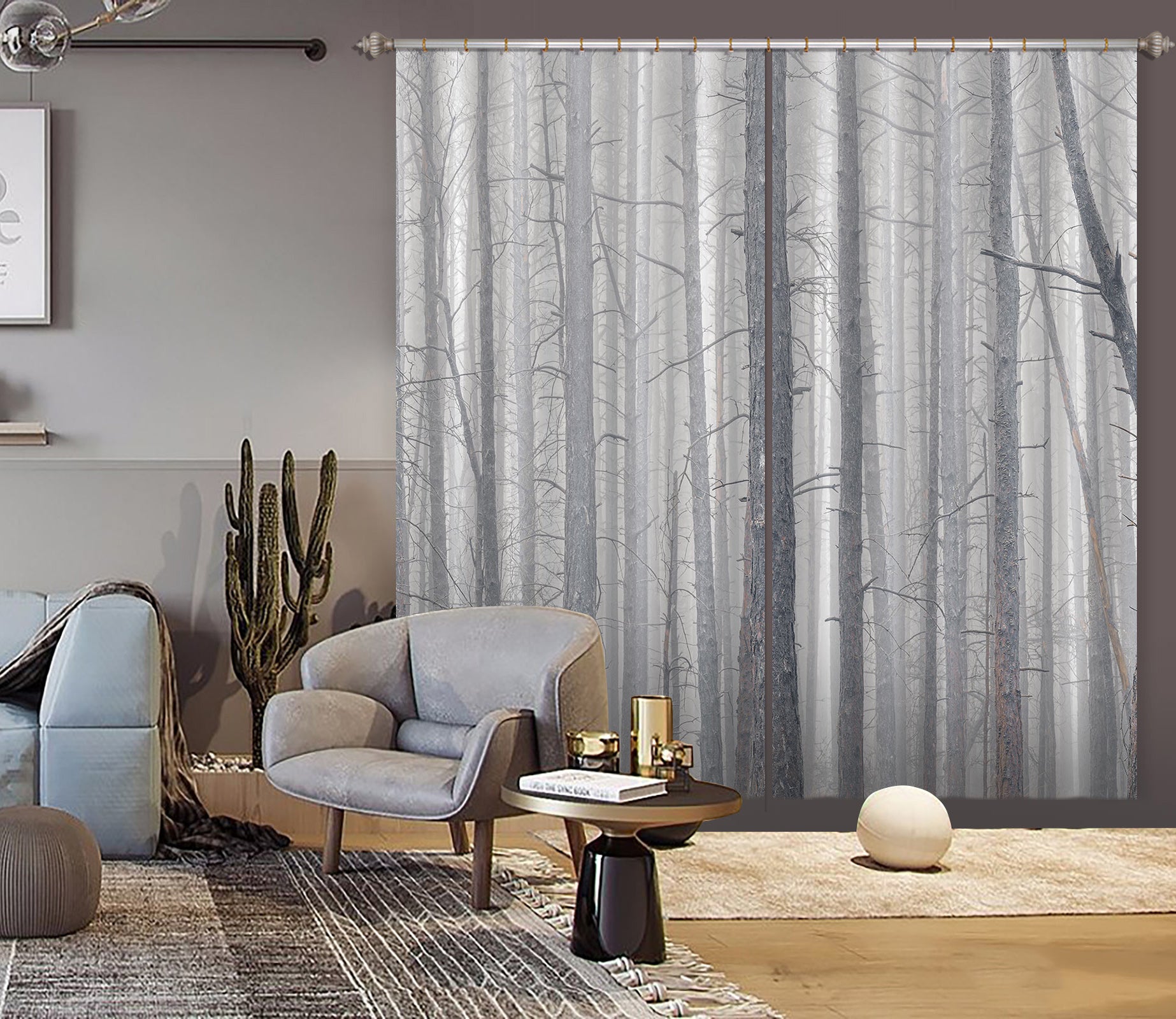 3D Trees Wood 6588 Assaf Frank Curtain Curtains Drapes