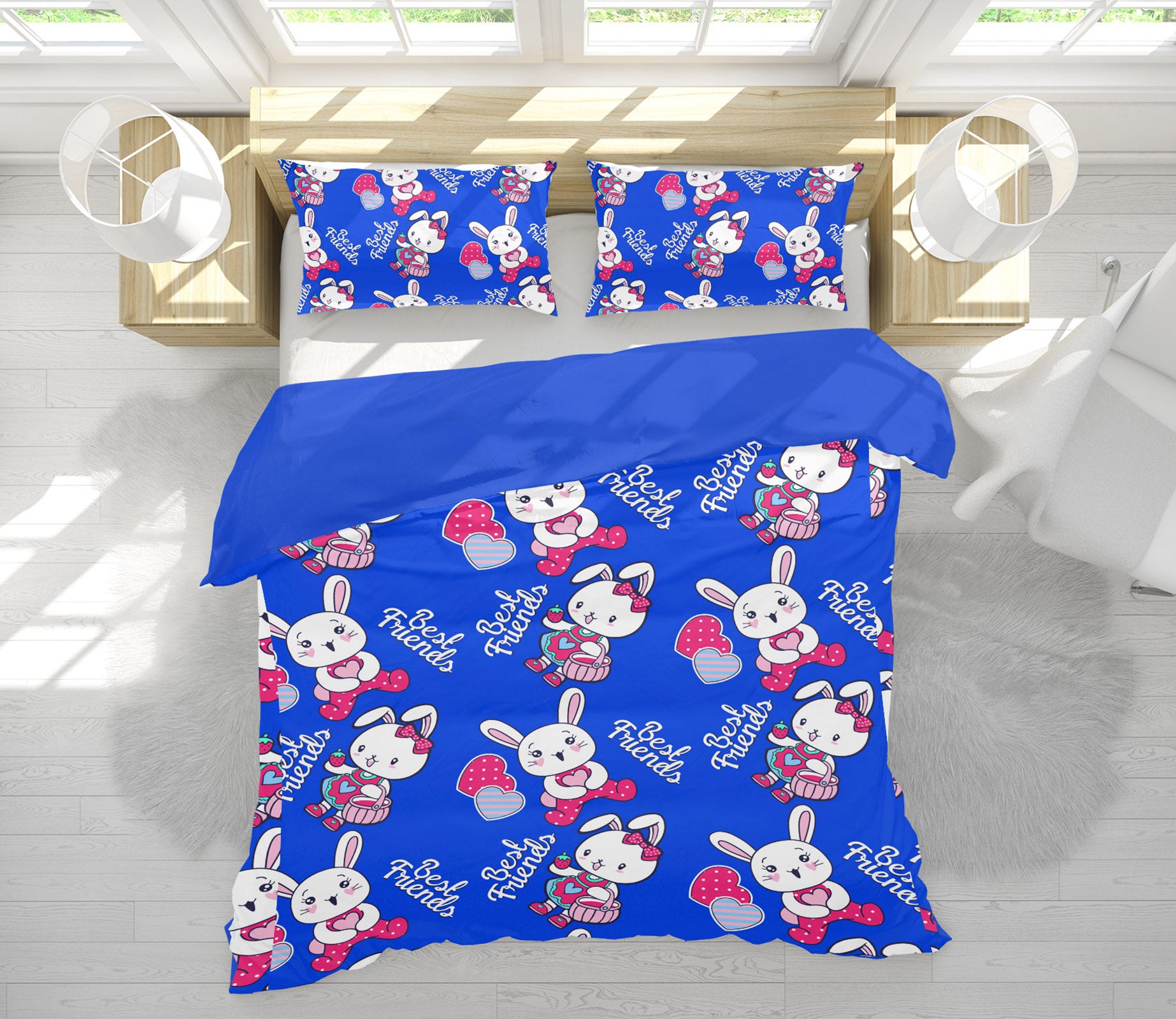 3D Rabbit Pattern 61102 Bed Pillowcases Quilt