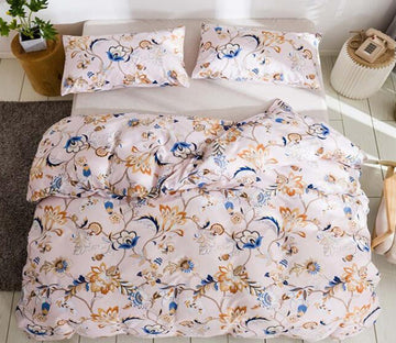 3D Gold Blue Pattern 7183 Bed Pillowcases Quilt