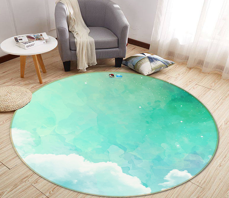 3D Light Green 64064 Round Non Slip Rug Mat