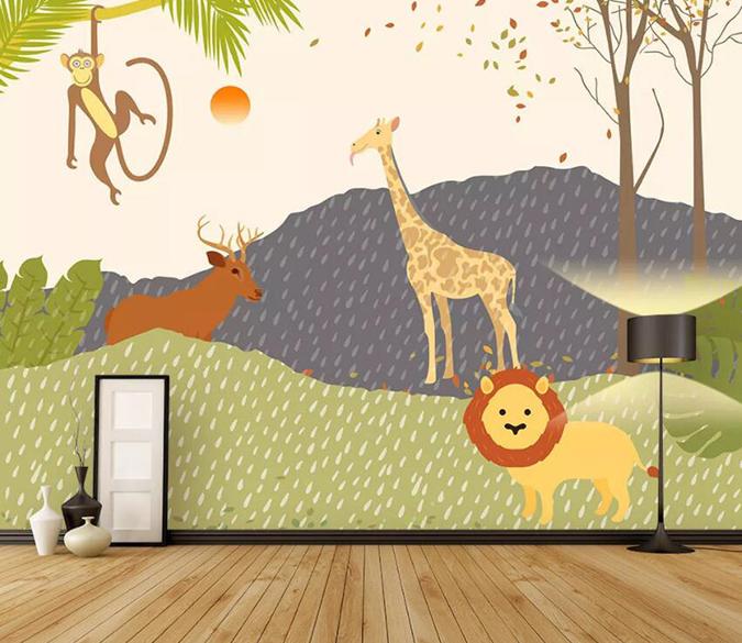 3D Animal Park 025 Wall Murals Wallpaper AJ Wallpaper 2 