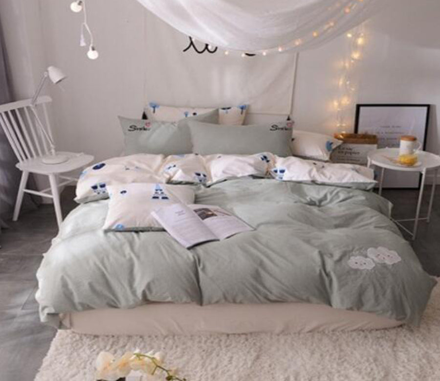 3D Gray Green Clouds 20280 Bed Pillowcases Quilt